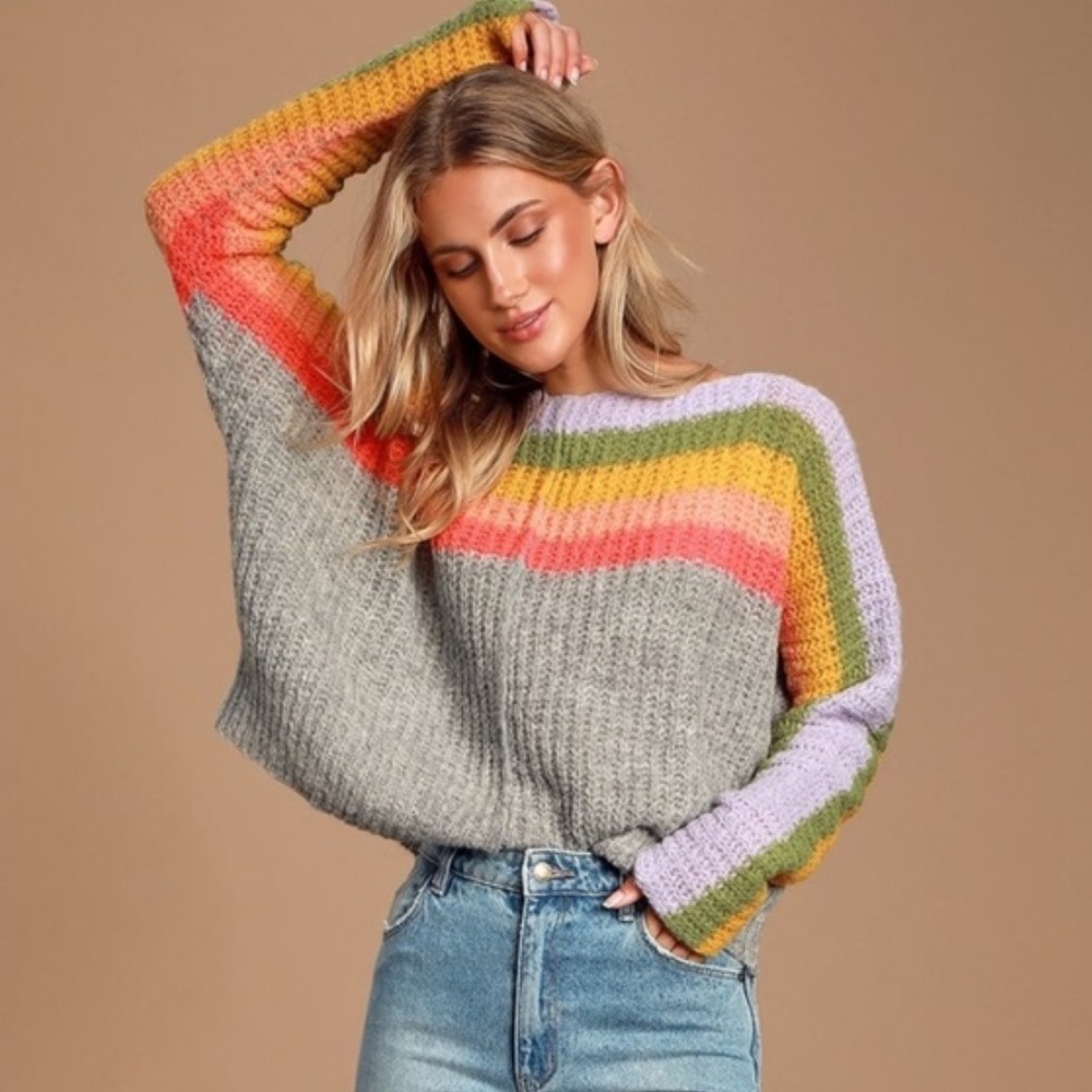 Free People See the rainbow Striped sweater